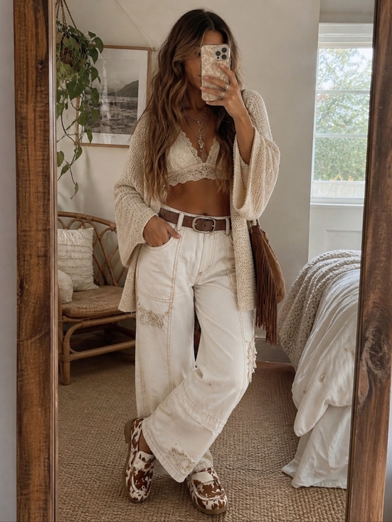 Free People Shoes - Women’s Cowhide Platform Clog Mule in Brown and White